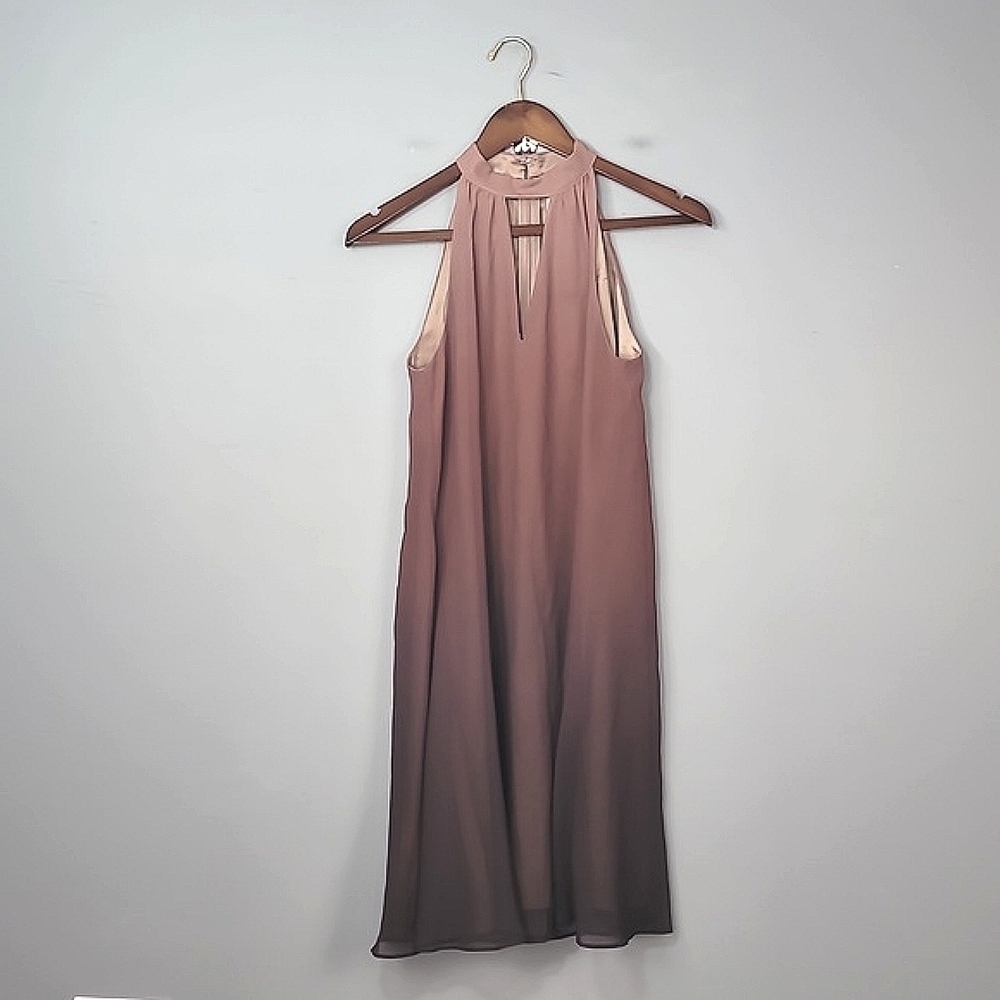 Erin By Erin Fetherston Anthropologie Ombre Blush Mini Halter Top Swing Dress